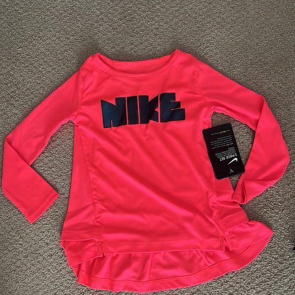 NWT Nike toddler girl outfi 2T pink purple two 2 piece LS long sleeve shirt pant - Picture 3 of 6